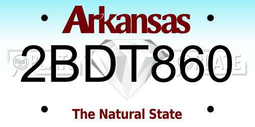 2BDT860 Arkansas License Plate