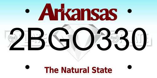 2BGO330 Arkansas License Plate