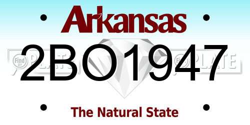 2BO1947 Arkansas License Plate