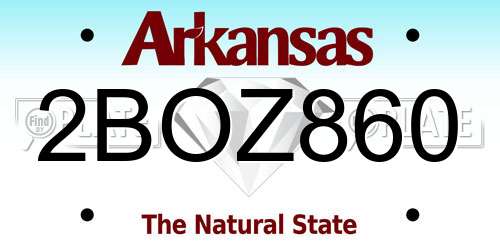 2BOZ860 Arkansas License Plate