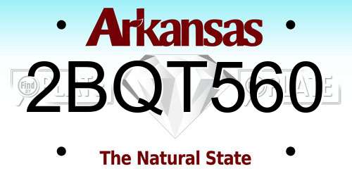 2BQT560 Arkansas License Plate