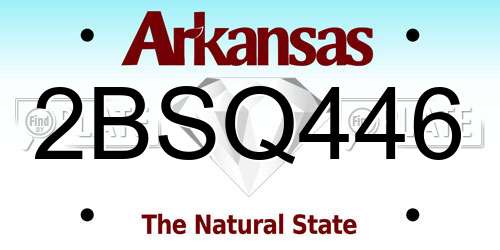 2BSQ446 Arkansas License Plate