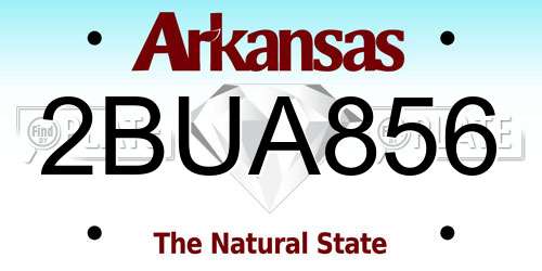 2BUA856 Arkansas License Plate