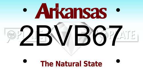 2BVB67 Arkansas License Plate