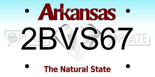 2BVS67 Arkansas License Plate