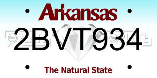 2BVT934 Arkansas License Plate