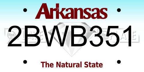 2BWB351 Arkansas License Plate