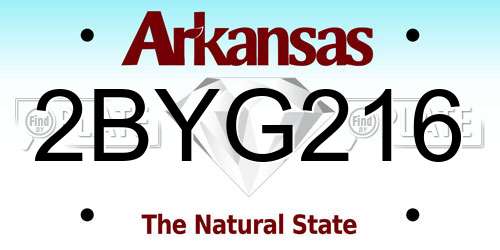2BYG216 Arkansas License Plate