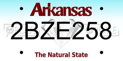 2BZE258 Arkansas License Plate