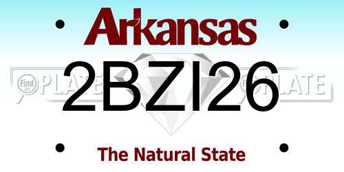 2BZI26 Arkansas License Plate