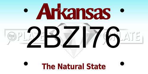 2BZI76 Arkansas License Plate