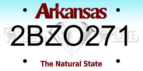 2BZO271 Arkansas License Plate