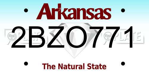 2BZO771 Arkansas License Plate