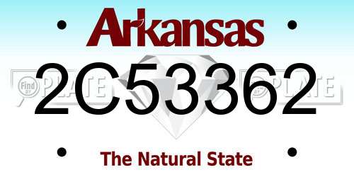2C53362 Arkansas License Plate