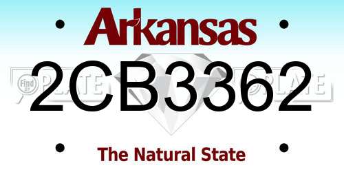 2CB3362 Arkansas License Plate