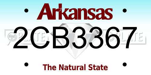 2CB3367 Arkansas License Plate
