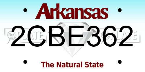 2CBE362 Arkansas License Plate
