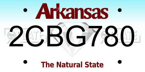 2CBG780 Arkansas License Plate