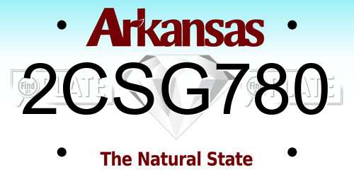 2CSG780 Arkansas License Plate