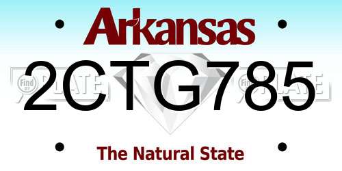 2CTG785 Arkansas License Plate
