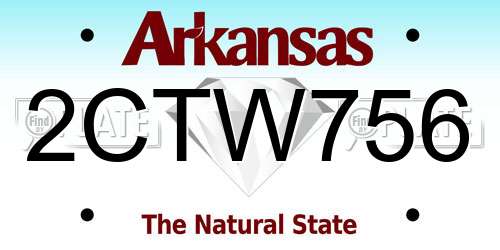 2CTW756 Arkansas License Plate