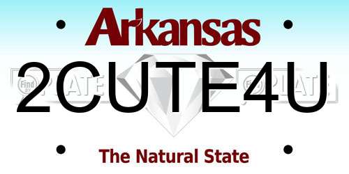 2CUTE4U Arkansas License Plate
