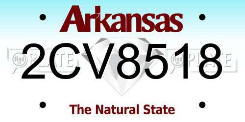 2CV8518 Arkansas License Plate