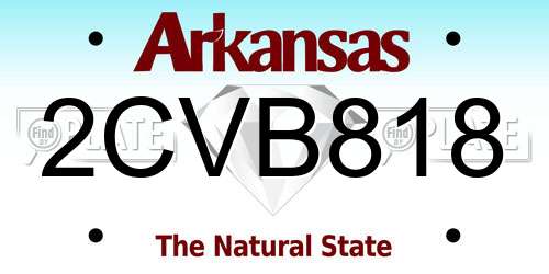 2CVB818 Arkansas License Plate