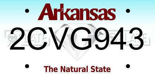 2CVG943 Arkansas License Plate