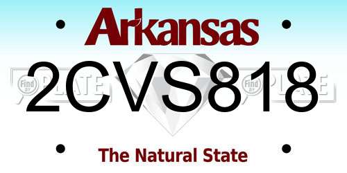 2CVS818 Arkansas License Plate