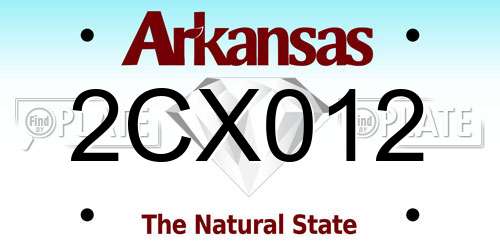 2CX012 Arkansas License Plate