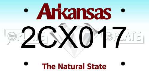 2CX017 Arkansas License Plate