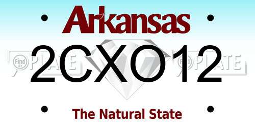2CXO12 Arkansas License Plate