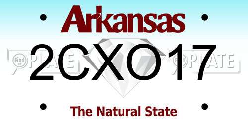2CXO17 Arkansas License Plate