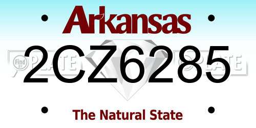 2CZ6285 Arkansas License Plate
