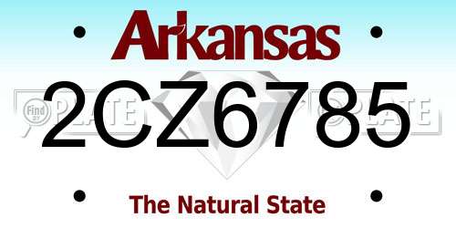 2CZ6785 Arkansas License Plate