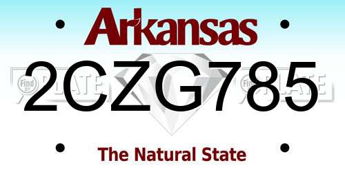 2CZG785 Arkansas License Plate