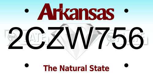 2CZW756 Arkansas License Plate