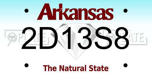 2D13S8 Arkansas License Plate