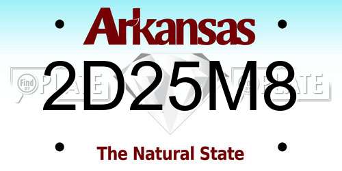 2D25M8 Arkansas License Plate