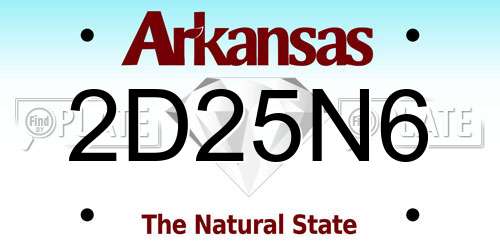 2D25N6 Arkansas License Plate