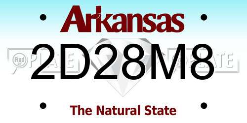 2D28M8 Arkansas License Plate