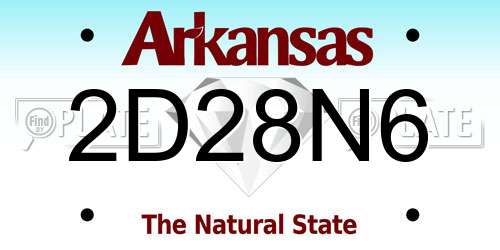 2D28N6 Arkansas License Plate