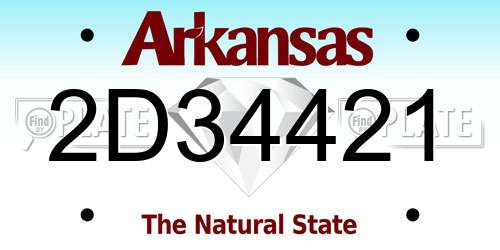 2D34421 Arkansas License Plate