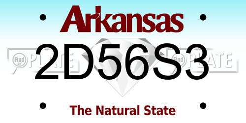 2D56S3 Arkansas License Plate
