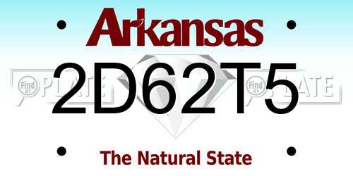 2D62T5 Arkansas License Plate