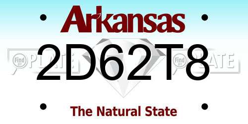 2D62T8 Arkansas License Plate