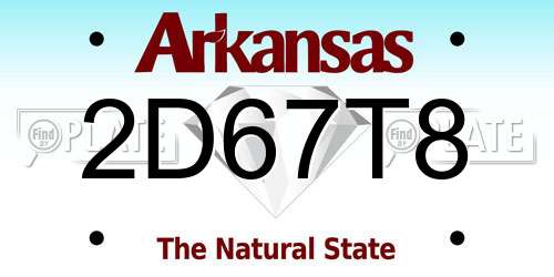 2D67T8 Arkansas License Plate