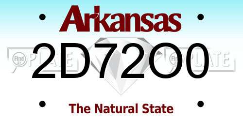 2D72O0 Arkansas License Plate