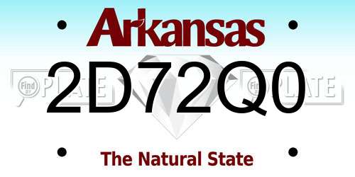 2D72Q0 Arkansas License Plate